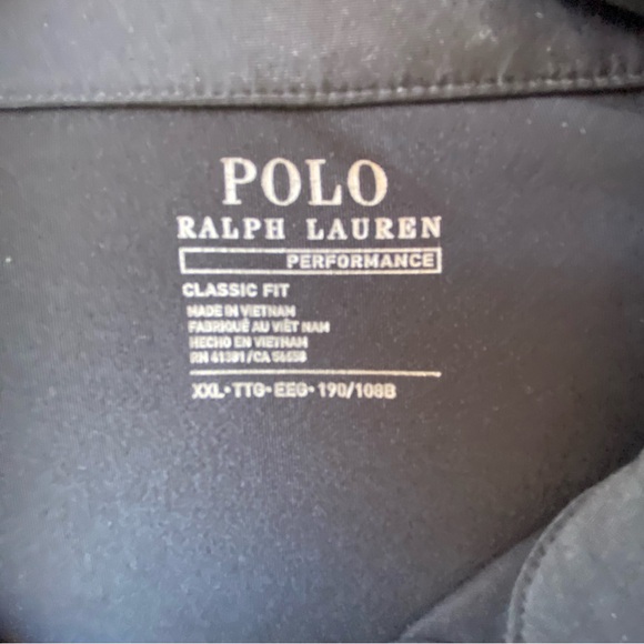 Polo Ralph Lauren Performance Size 2XL Black Short Sleeve Polo Gold Shirt - Picture 3 of 3
